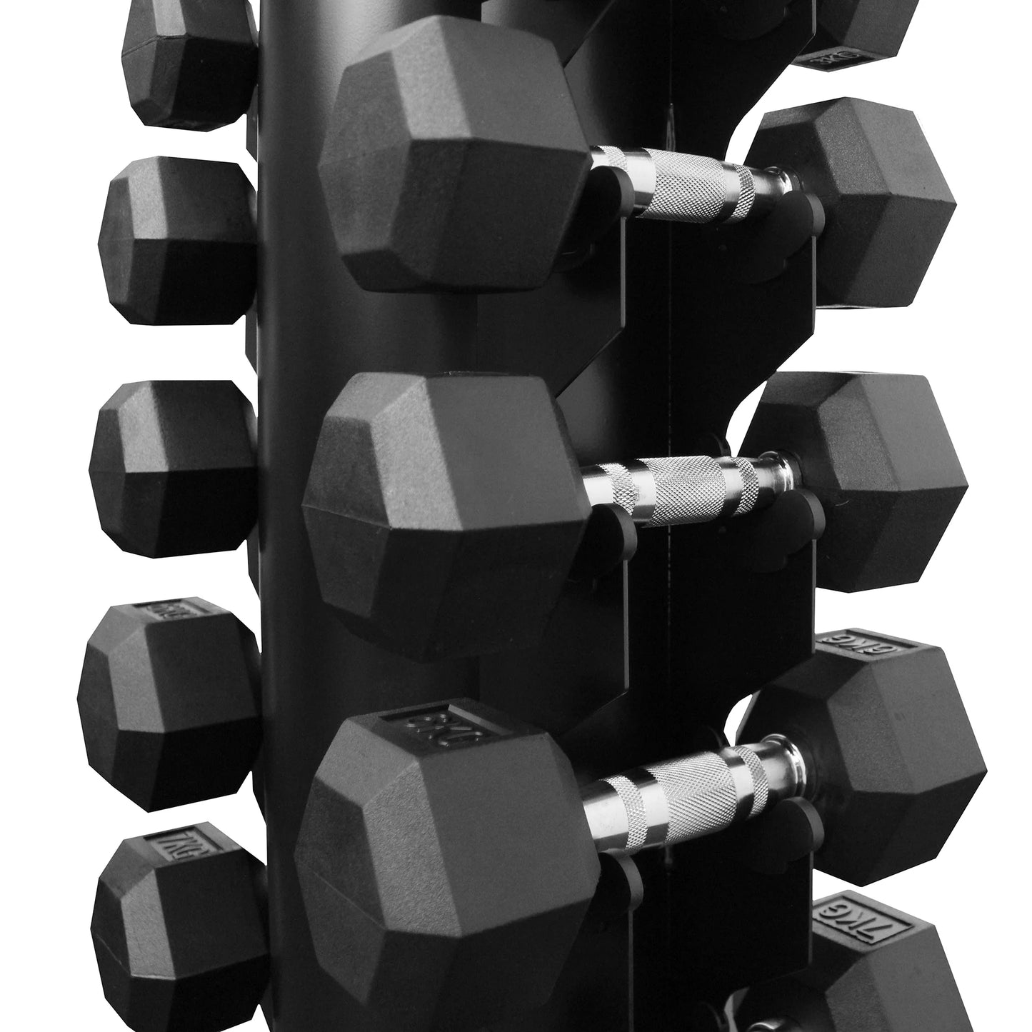 Titanium USA 1-10kg Rubber Hex Dumbbells with Stand