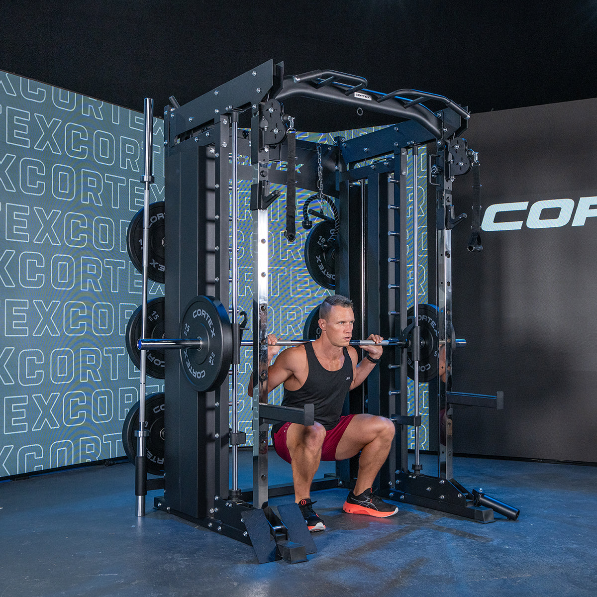 CORTEX SM-26 6-in-1 Power Rack with Dual Stack Smith & Cable Machine.