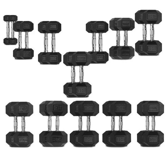 2.5kg-30kg Rubber Hex Dumbbells 12 Pairs