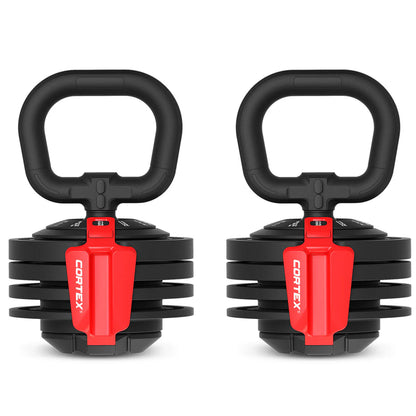 Cortex Revolock V2 48kg Adjustable Dumbbell + Barbell + Kettlebell All-in-One Set (24kg Pair) with Stand