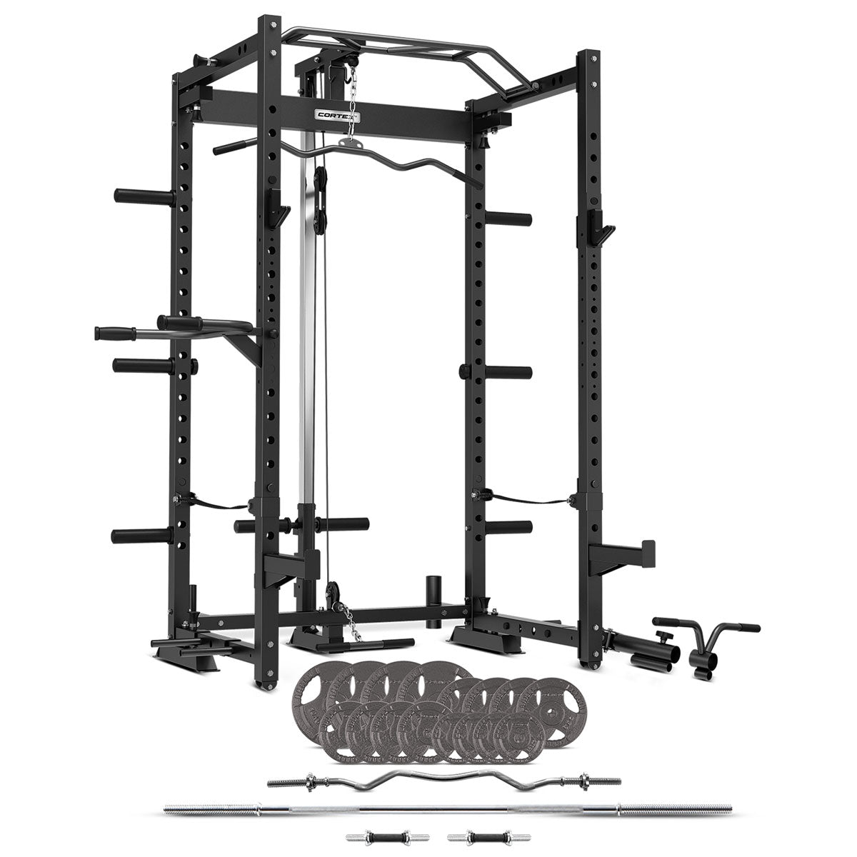 CORTEX PR-4 Foldable Squat & Power Rack + 90kg Standard Tri-Grip Weight and Barbell Package