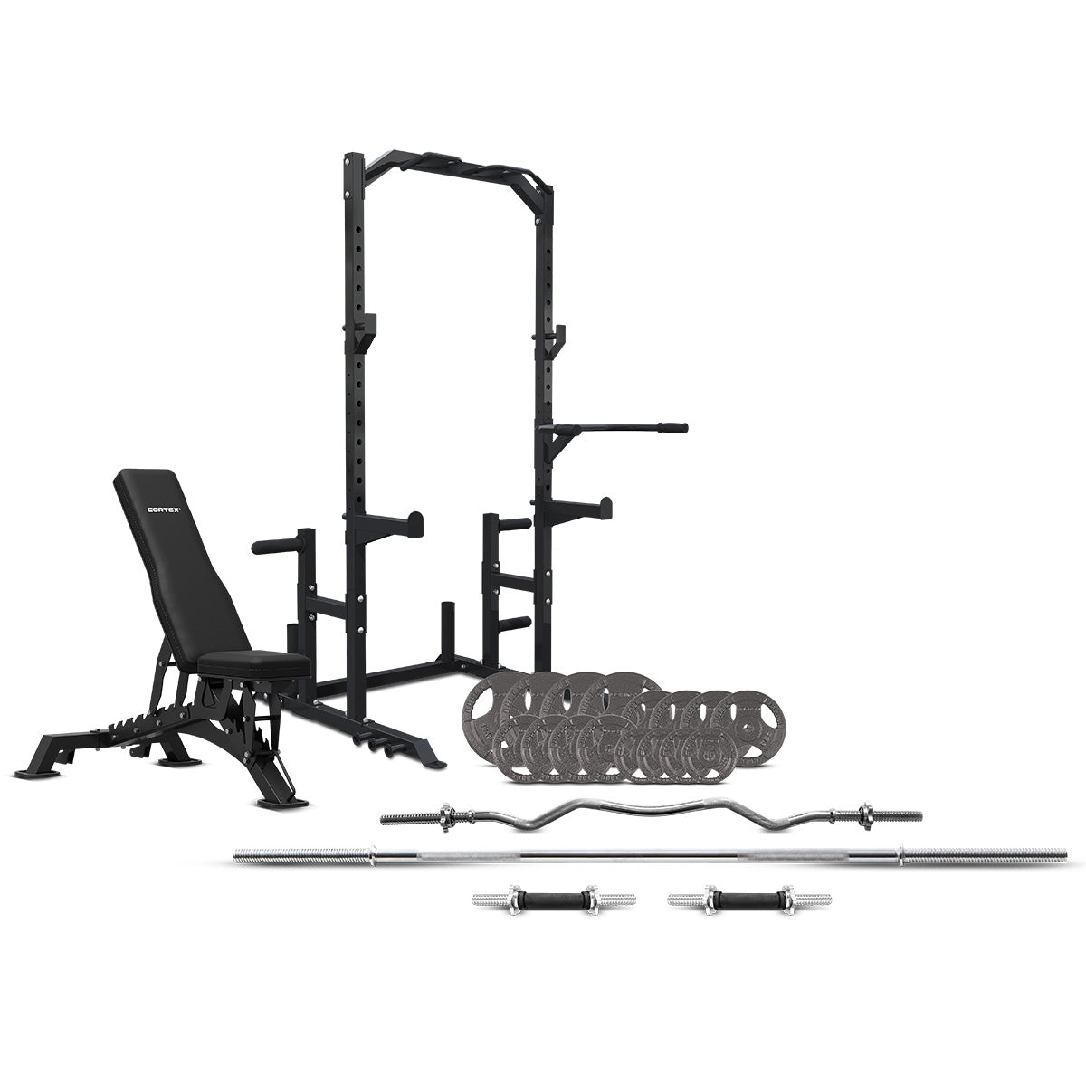 CORTEX PR-2 Half Rack with 90kg Tri-Grip Plates + BN-9 Bench + Barbell Package