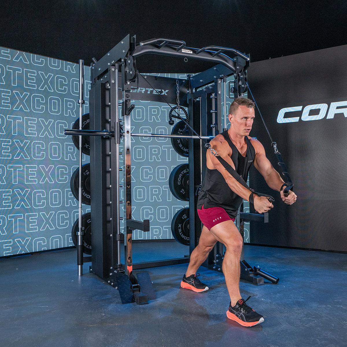 CORTEX SM-26 6-in-1 Power Rack with Dual Stack Smith & Cable Machine.