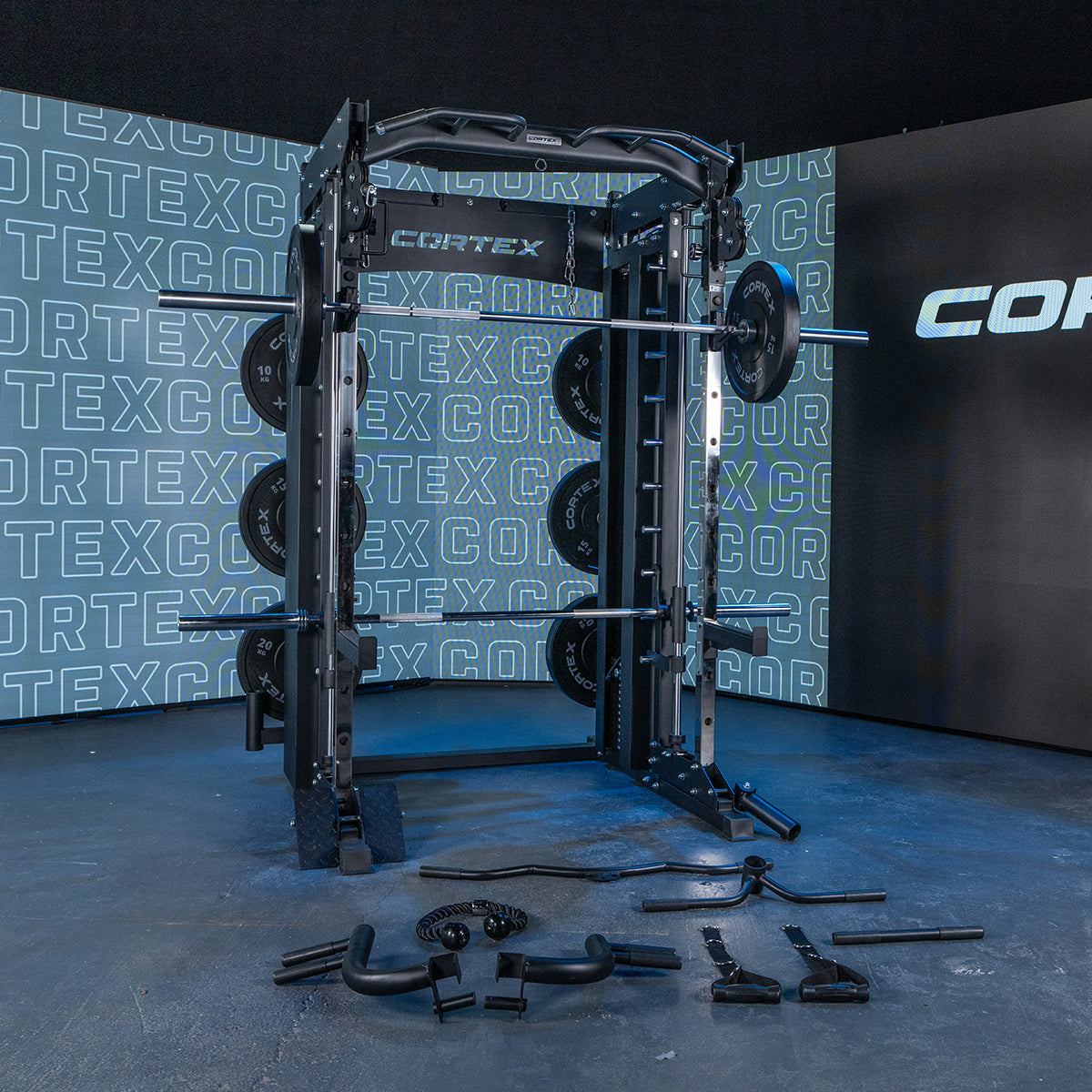 CORTEX SM-26 6-in-1 Power Rack with Dual Stack Smith & Cable Machine.