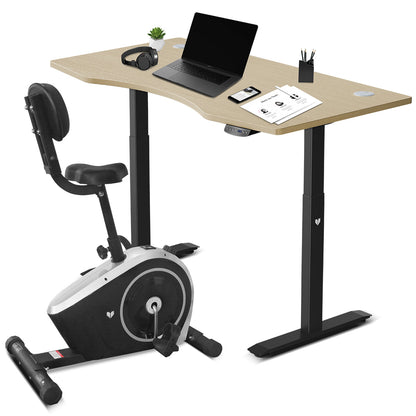 Cyclestation3 Exercise Bike with ErgoDesk Automatic Standing Desk 1500mm in Oak