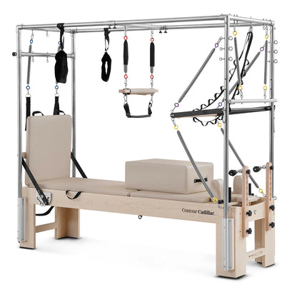 Contour Cadillac Pilates Reformer with Full Trapeze Table (Beige)