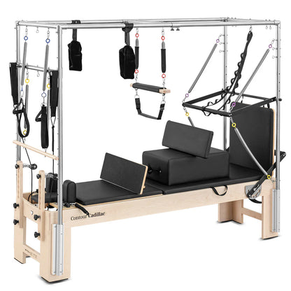 Contour Cadillac Pilates Reformer with Full Trapeze Table (Black)