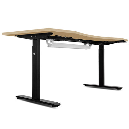 V-Fold Treadmill with ErgoDesk Automatic Oak Standing Desk 1800mm + Cable Management Tray