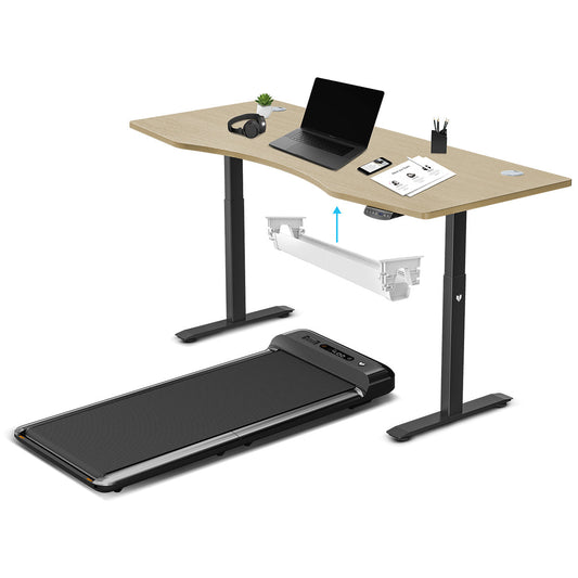 WalkingPad M2 Treadmill with ErgoDesk Automatic Oak Standing Desk 1800mm + Cable Management Tray