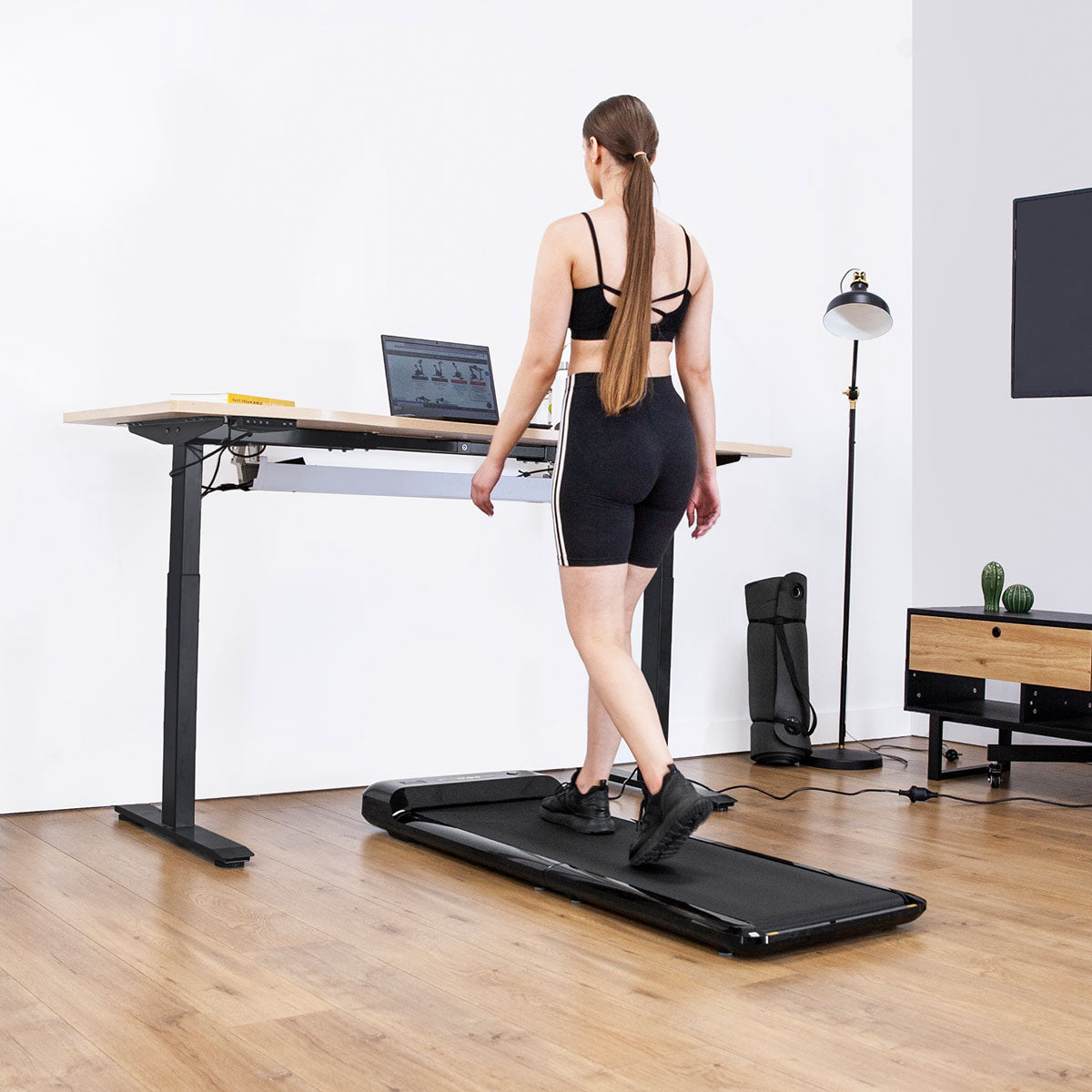 WalkingPad™ M2 Treadmill with ErgoDesk Automatic Standing Desk (White) 1800mm