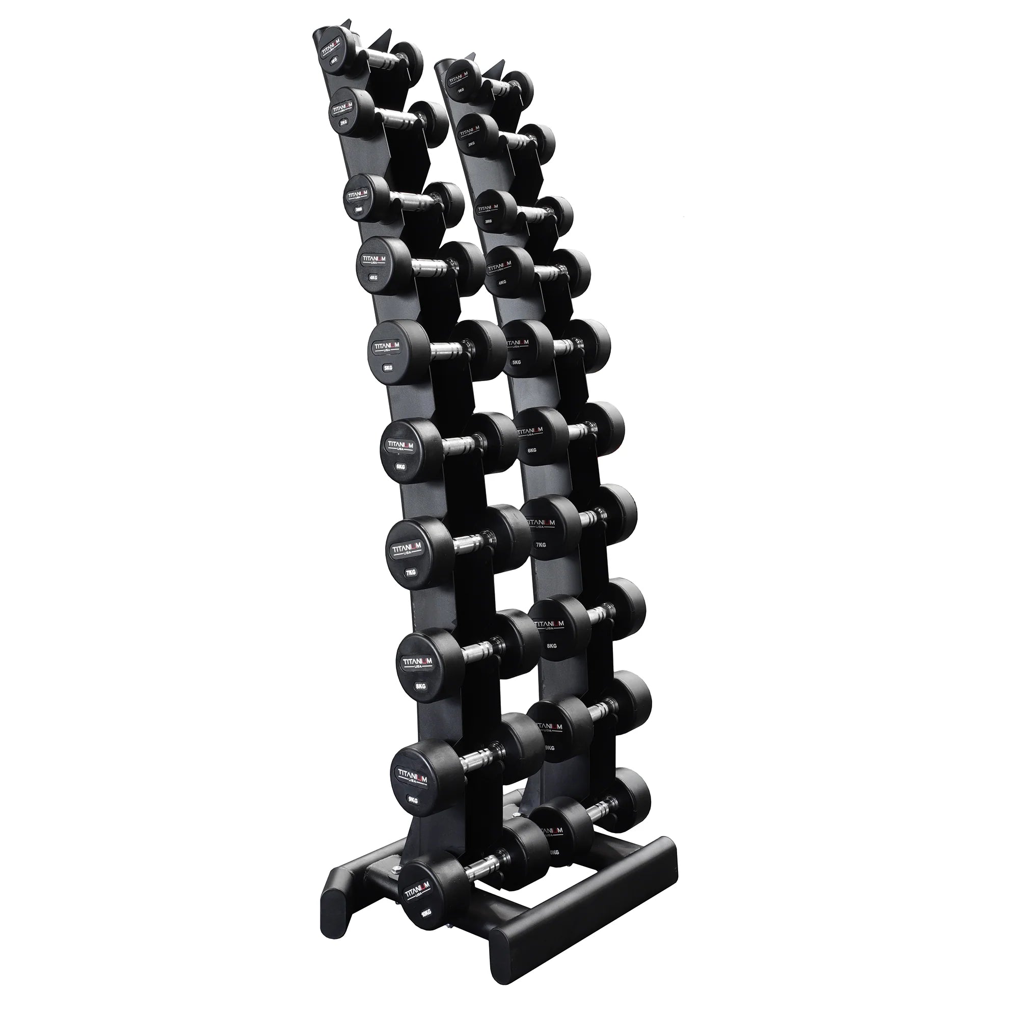 Titanium USA 1kg-10kg Pro Style Dumbbells with Rack Package