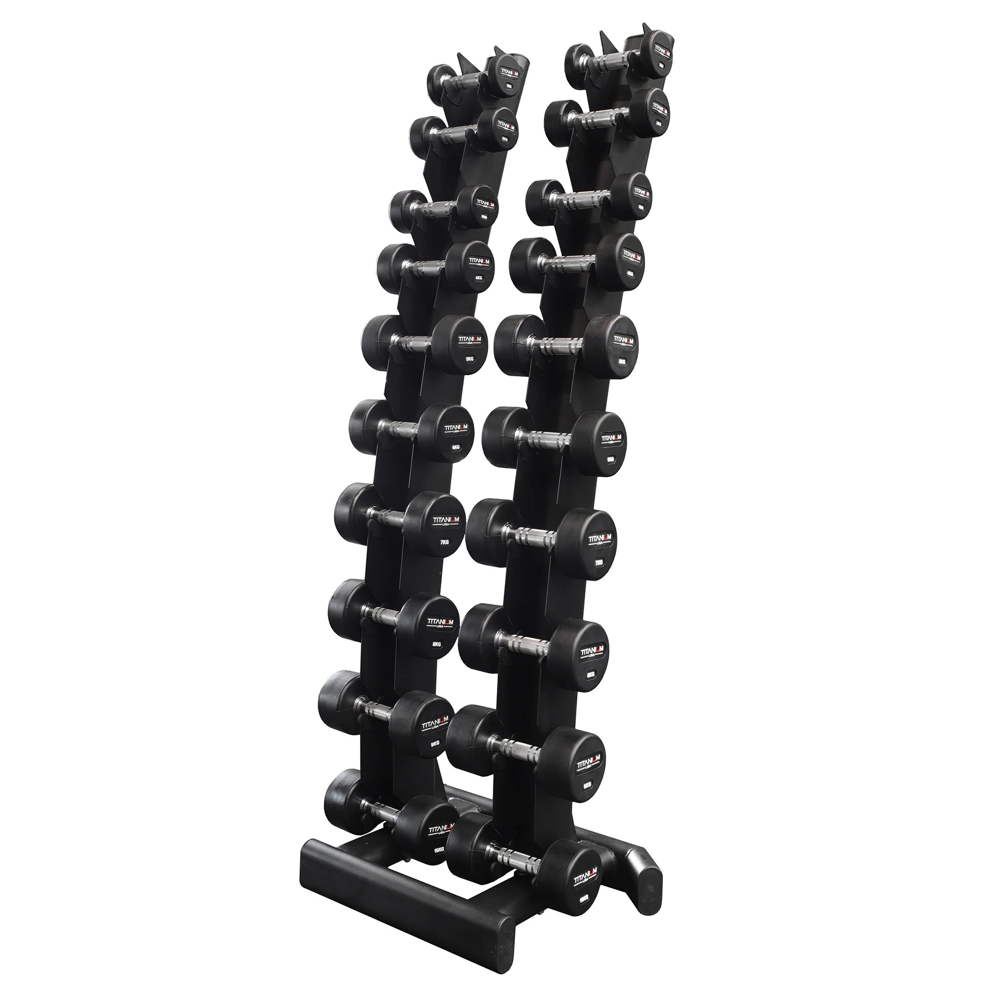 Titanium USA 1kg 10kg Pro Style Dumbbells with Rack Package Manic Fitness