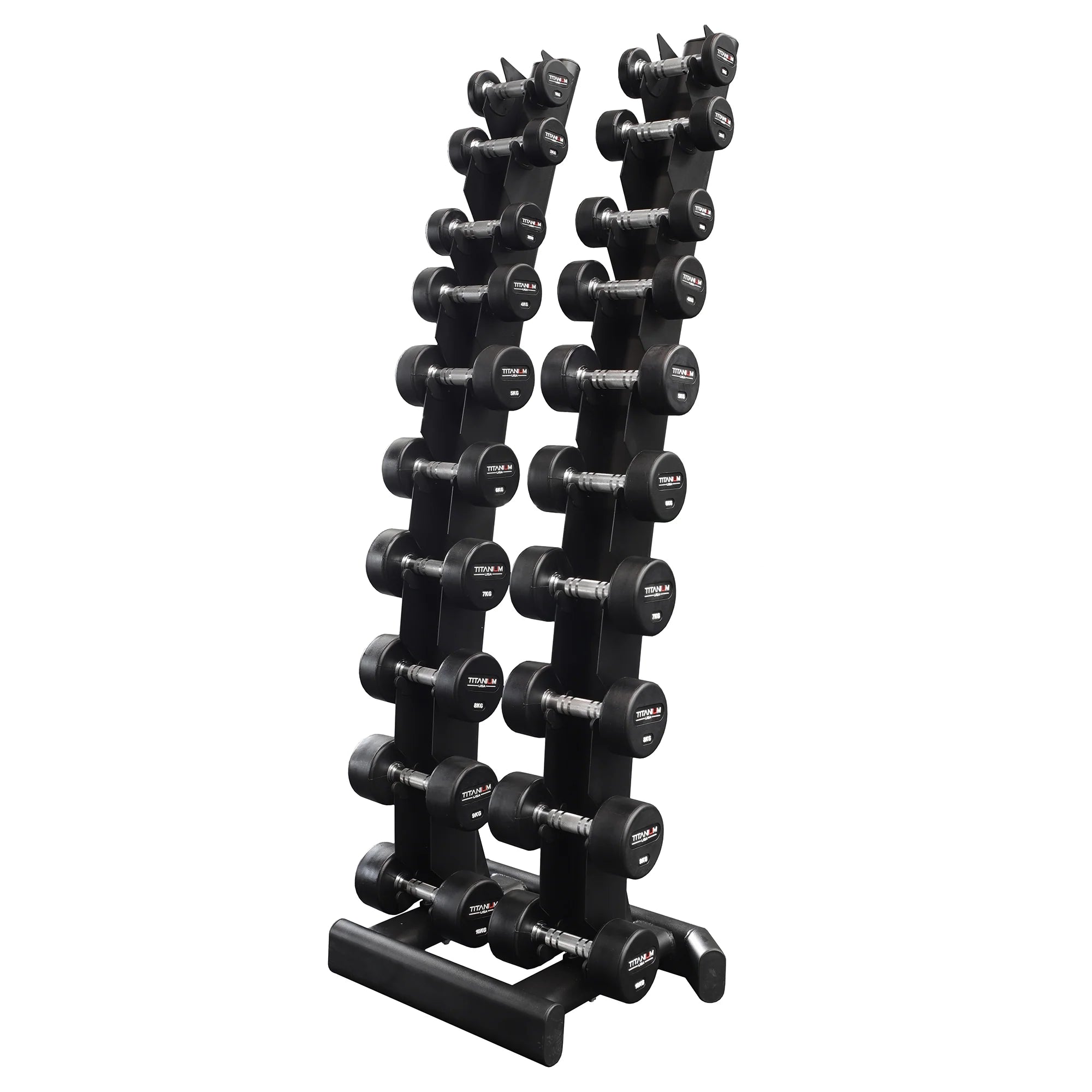 Titanium USA 1kg-10kg Pro Style Dumbbells with Rack Package