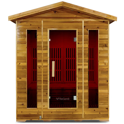 ReGen8 Quadro Outdoor - 4 Person Infrared Sauna (Natural)